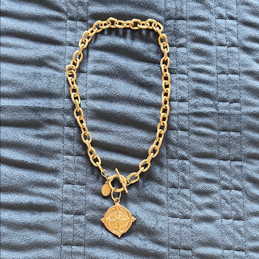Gold Chain Necklace with Compass Charm